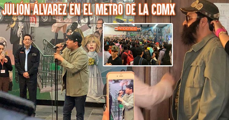 Julión Alvarez llega disfrazado a brindar concierto sorpresa en el metro de la CDMX