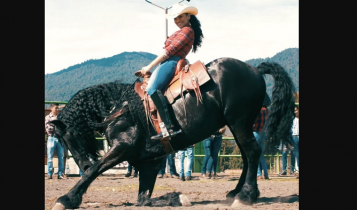 La michoacana del regional mexicano Alejandra Rojas, toda una dama bravía en sus shows ecuestres