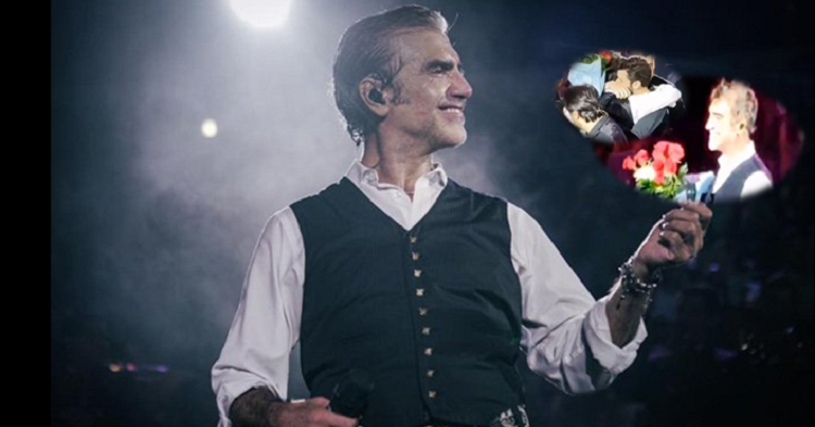 Hombre regala flores a Alejandro Fernández en pleno concierto
