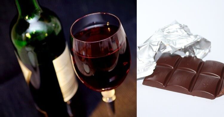Vino tinto y chocolate