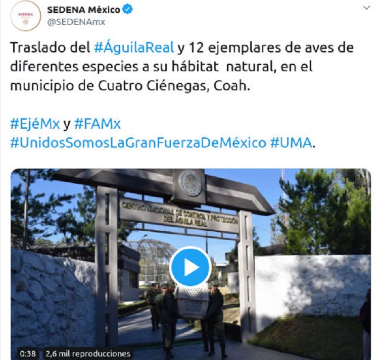 Publicación de la SEDENA en su cuenta oficial de Twitter donde usa tema de la saga de videojuegos Halo