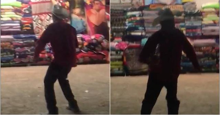 Hombre baila al ritmo de vendedor ambulante