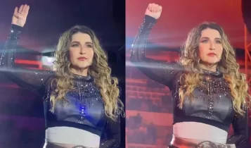 elicia villarrear haciendo sena de ayuda
